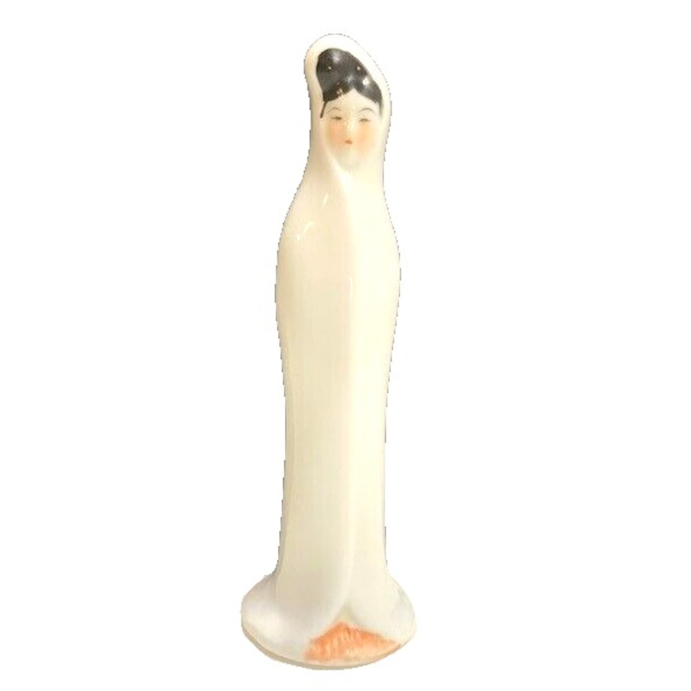 Vintage Asain Woman in White Veiled Dress Porcelain Figurine Japan 7.5 inches